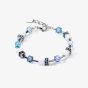 Coeur De Lion GeoCUBE Silver Tone Blue Multi Stone Bracelet 3018/30-0714