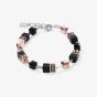 Coeur De Lion GeoCUBE Rose Gold Tone & Black Multi Stone Bracelet 4018/30-1300