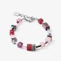 Coeur De Lion GeoCUBE Red Purple Mulitstone Bracelet 4905/30-0308