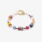 Coeur De Lion GeoCUBE Iconic Gold Tone Multi Colour Multi Stone Precious Energy Bracelet 4905/30-1592