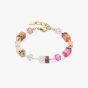 Coeur De Lion GeoCUBE Iconic Gold Tone Pink & Orange Multi Stone Bracelet 4905/30-1902