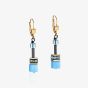 Coeur De Lion GeoCUBE Blue & Gold Layer Drop Earrings 2838/20-1573