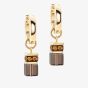 Coeur De Lion Ladies GeoCUBE Gold Tone Smokey Quartz Drop Earrings 4524/21-1116