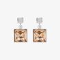 Coeur De Lion Square Peach Crystal Dropper Earrings 0080/21-0225