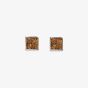 Coeur De Lion Silver Tone Brown Crystal Square Stud Earrings 0117/21-1120