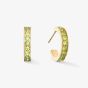 Coeur De Lion Gold Tone Stainless Steel Green Crystal Hoop Earrings 0127/21-0516