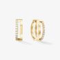 Coeur De Lion Gold Tone Stainless Steel Crystal Double Hoop Earrings 0136/21-1816
