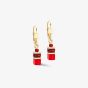 Coeur De Lion GeoCUBE Gold Tone Red Multi Stone Dropper Earrings 2800/20-0300