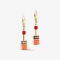 Coeur De Lion GeoCUBE Icnonic Gold Tone Orange & Red Multi Stone Dropper Earrings 2838/20-0300