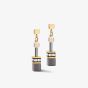 Coeur De Lion GeoCUBE Stainless Steel Grey & Gold Multi Stone Dropper Earrings 2839/21-1216