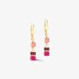 Coeur De Lion Gold Tone Magenta Pink Multi Stone Dropper Earrings 4565/20-0422
