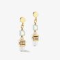 Coeur De Lion Mini Cubes Gold Tone Multi Stone Gold & White Dropper Earrings 4565/21-1416