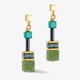 Coeur De Lion GeoCUBE Iconic Precious Green Multi Stone Dropper Earrings 4905/21-0500