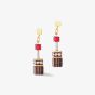 Coeur De Lion GeoCUBE Iconic Precious Gold Tone Multi Stone Dropper Earrings 4905/21-1592