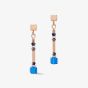 Coeur De Lion Cube Story Rose Gold Tone Multi Colour Crystals Dangle Earrings 5027/21-1538