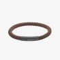 Unique Dark Brown Leather 21cm Black Stainless Steel Clasp Bracelet B554DB/21CM