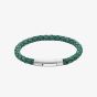 Unique Green Leather 21cm Stainless Steel Clasp Bracelet B552GS/21CM