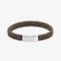 Unique Black & Brown 21cm Leather Braided Stainless Steel Clasp Bracelet B566BD/21CM