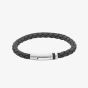 Unique Stainless Steel Clasp Matte Black Braided Leather Bracelet B565BL/21CM