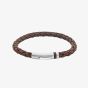 Unique Stainless Steel Clasp Matte Brown Braided Leather Bracelet B565DB/21CM