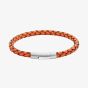 Unique Stainless Steel Clasp Matte Orange Braided Leather Bracelet B564OR/21CM