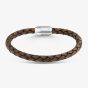 Unique Braided Brown Leather & Stainless Steel Bracelet B569DB/21CM