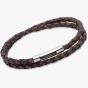 Unique Stainless Steel 21cm Brown Leather Bracelet B171ADB-21CM 