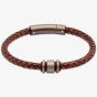Unique Antique Dark Brown Braided Leather & Gunmetal Steel Clasp 21cm Bracelet B457ADB/21CM