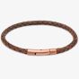 Unique Mens Brown Leather & Bronze Stainless Steel Bracelet B503DB/21CM