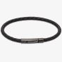 Unique Mens Black Leather & Black Stainless Steel Bracelet B503BL/21CM
