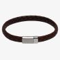 Unique Stainless Steel Matte Polished Antique Dark Brown Leather Bracelet B446ADB/21CM