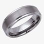 Unique Mens Tungsten Carbide 7mm Brushed and Polished Bevelled Ring TUR-3