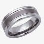 Unique Mens Tungsten Carbide 8mm Brushed Polished and Lined Ring TUR-7