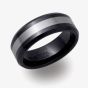 Unique Tungsten Black With Centre Silver 8mm Band Ring TUR-45-58
