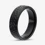 Unique Zirconium Black 7mm Hammered Band Ring ZR-26
