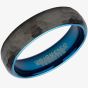 Unique Mens Tungsten Black IP Plated Hammered 6mm Ring TUR-113
