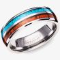 Unique Mens Tungsten Wood & Turquoise Inlay 7mm Ring TUR-147