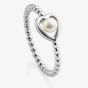 Jersey Pearl Ladies Silver Heart Freshwater Pearl Beaded Ring KSR1