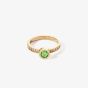 Coeur De Lion Gold Tone Green Crystal Shoulder Set Solitaire Ring 0228/40-0516