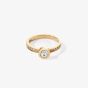 Coeur De Lion Gold Tone Crystal Shoulder Set Solitaire Ring 0228/40-1816