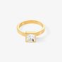 Coeur De Lion Gold Tone Brilliant Square Princess Cut Crystal Solitaire Ring 0500/40-1816
