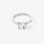 Coeur De Lion Silver Tone Brilliant Square Princess Cut Crystal Solitaire Ring 0500/40-1817