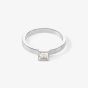 Coeur De Lion Silver Tone Small Brilliant Square Princess Cut Crystal Solitaire Ring 0501/40-1817