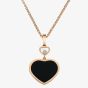 Chopard Happy Hearts 18ct Rose Gold Onyx Diamond Necklace 797482-5201