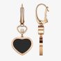 Chopard Happy Hearts 18ct Rose Gold Onyx Diamond Earrings 837482-5210