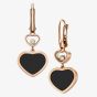 Chopard Happy Hearts 18ct Rose Gold Onyx Diamond Earrings 837482-5210