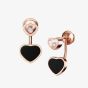 Chopard Happy Hearts 18ct Rose Gold Onyx Diamond Earrings 83A082-5201