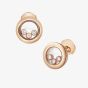 Chopard Happy Diamonds Icons 18ct Rose Gold Diamond Circle Stud Earrings 83A018-5001