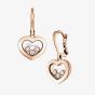 Chopard Happy Diamonds Icons 18ct Rose Gold Diamond Heart Dropper Earrings 83A611-5301