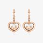 Chopard Happy Diamonds Icons 18ct Rose Gold Diamond Heart Dropper Earrings 83A611-5301